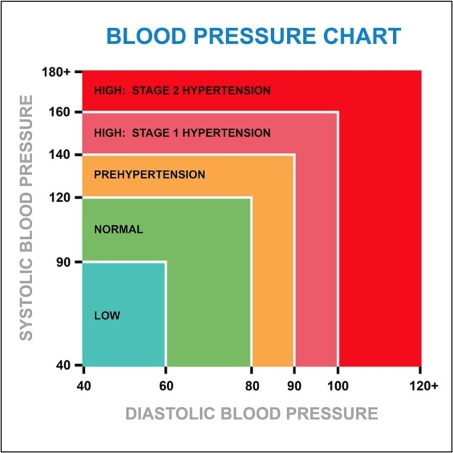Blood pressure reference chart from Cardiovascular Specialists of New England