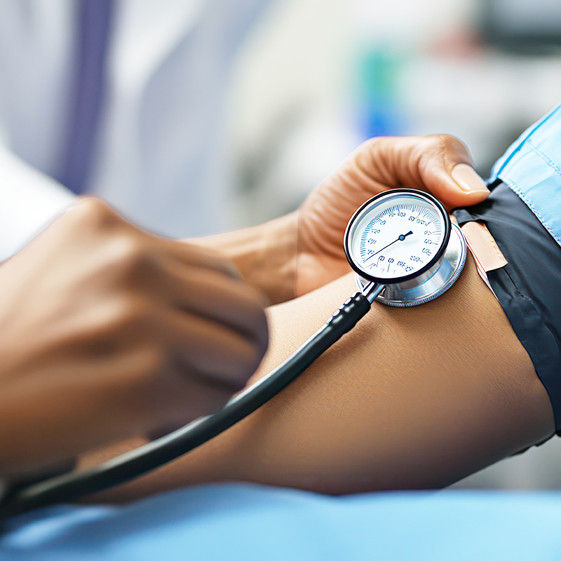 Patient having their blood pressure checked