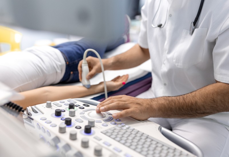 Vascular ultrasound imaging performed at Cardiovascular Specialists of New England to assess blood flow and detect vascular abnormalities